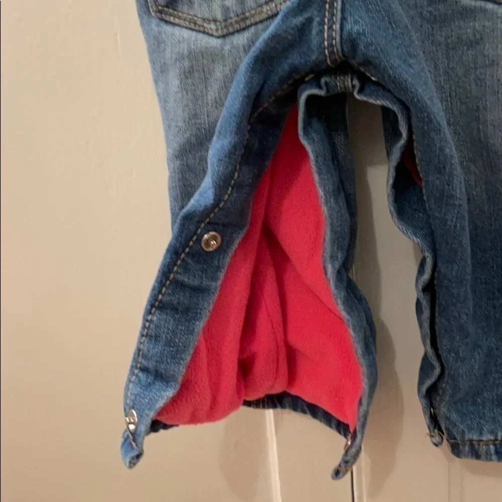 EUC Oshkosh B’Gosh pink lined jean bibs​​​​​​​​​​​​​​
